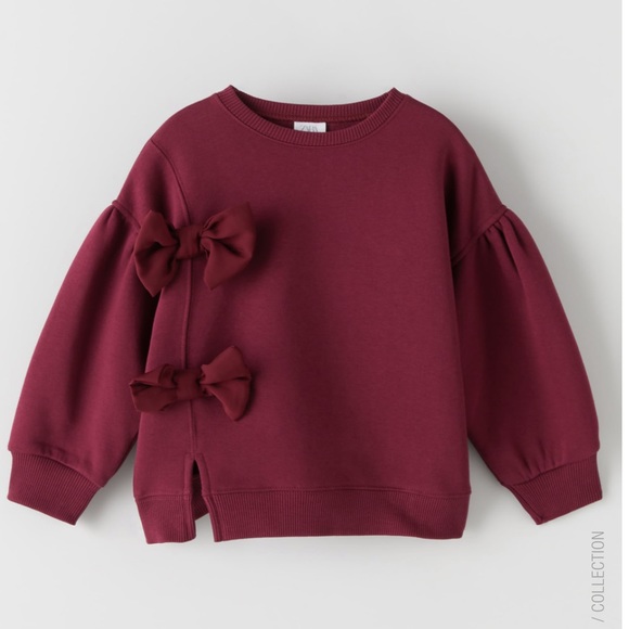 Burgundy bow sweater shirt - Picture 1 of 6